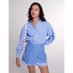 Maje 2 in 1 Striped Button Down Wrap Dress